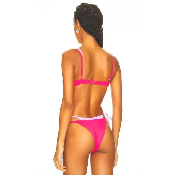 Two Tone Underwire L*Space Seam-free Fused Zendaya Bikini Top Pink Lilac sz S